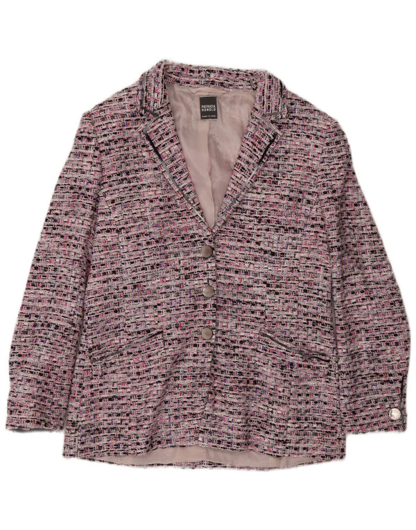 Giacca blazer vintage da donna a 3 bottoni UK 14 rosa medio screziato