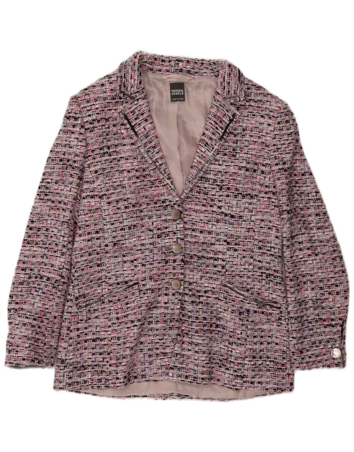 Giacca blazer vintage da donna a 3 bottoni UK 14 rosa medio screziato