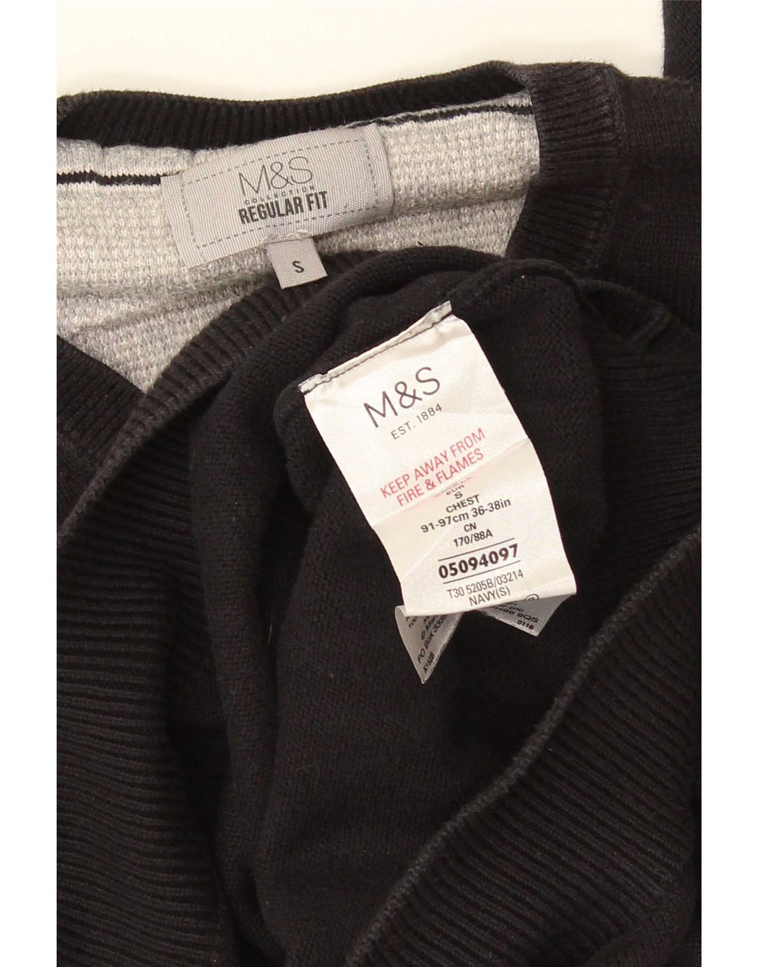 Maglione da uomo Marks & Spencer vestibilità regolare con scollo a V piccolo cotone nero