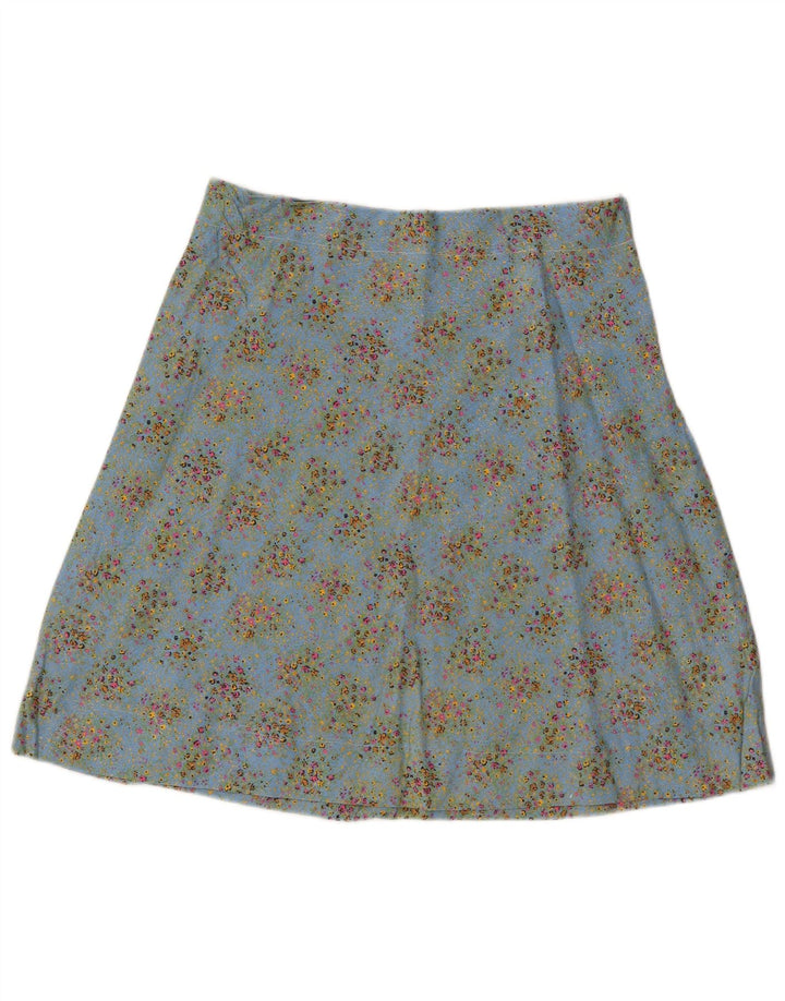 Gonna a trapezio da donna vintage W34 grande floreale blu