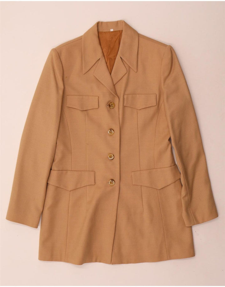 Giacca blazer vintage da donna lunga a 4 bottoni IT 44 Beige medio