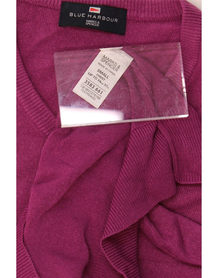 BLUE HARBOUR Mens V-Neck Jumper Sweater Small Purple Acrylic Vintage Blue Harbour and Second-Hand Blue Harbour from Messina Hembry 