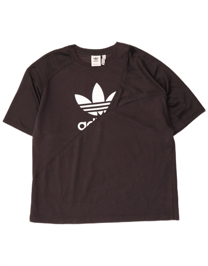 T-shirt grafica da uomo Adidas Top grande in poliestere nero