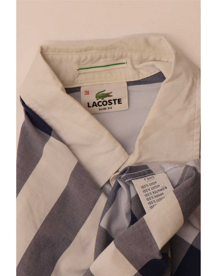 Camicia da uomo slim fit Lacoste taglia 38 piccolo cotone a quadri blu