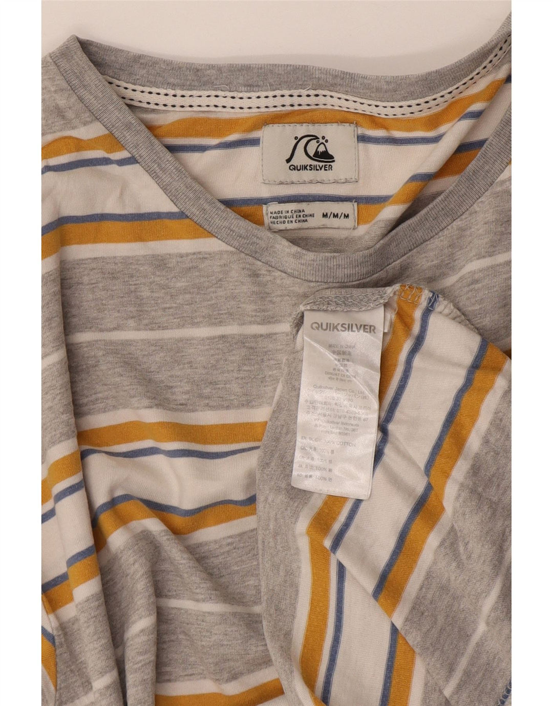 T-shirt da uomo Quiksilver Top in cotone a righe grigio medio