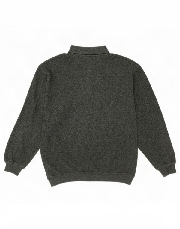 Maglione vintage da uomo con collo a polo XL in cotone verde