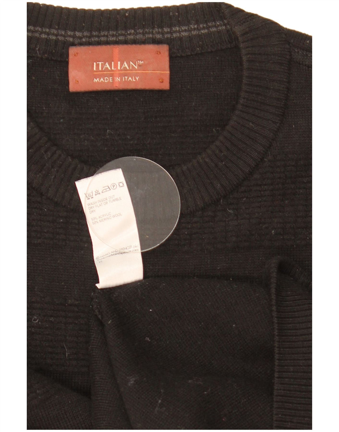 Maglione maglione girocollo da uomo Marks & Spencer grande acrilico nero