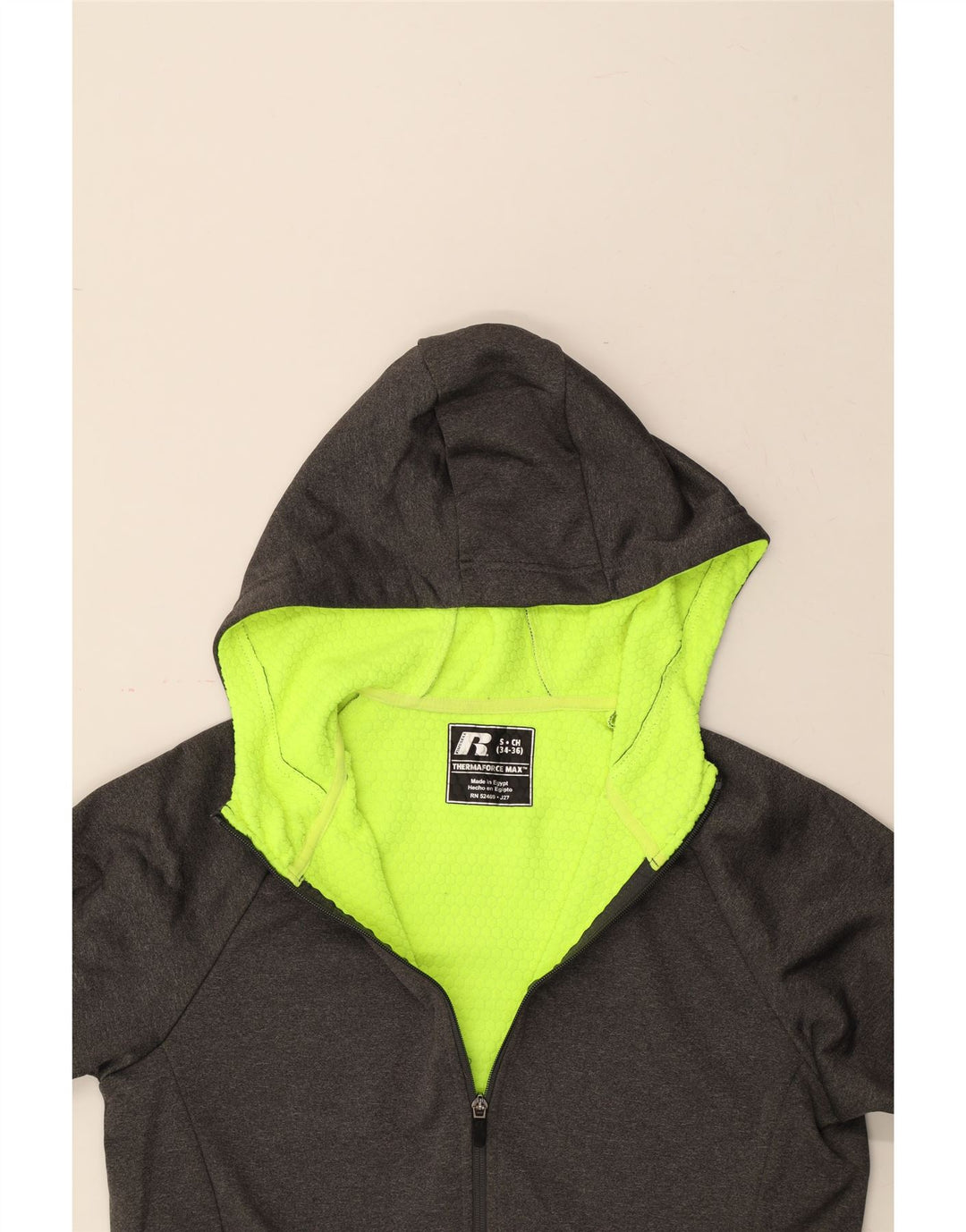 RUSSELL ATHLETIC Mens Zip Hoodie Sweater UK 34/36 Small Grey Polyester Vintage Russell Athletic and Second-Hand Russell Athletic from Messina Hembry 