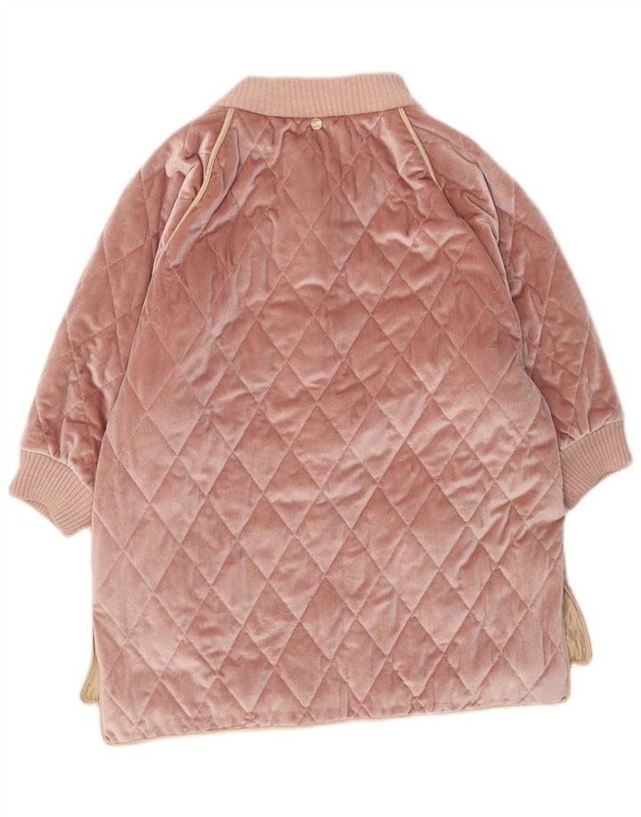 Soprabito trapuntato in velluto oversize da donna vintage UK 10 piccolo in poliestere rosa