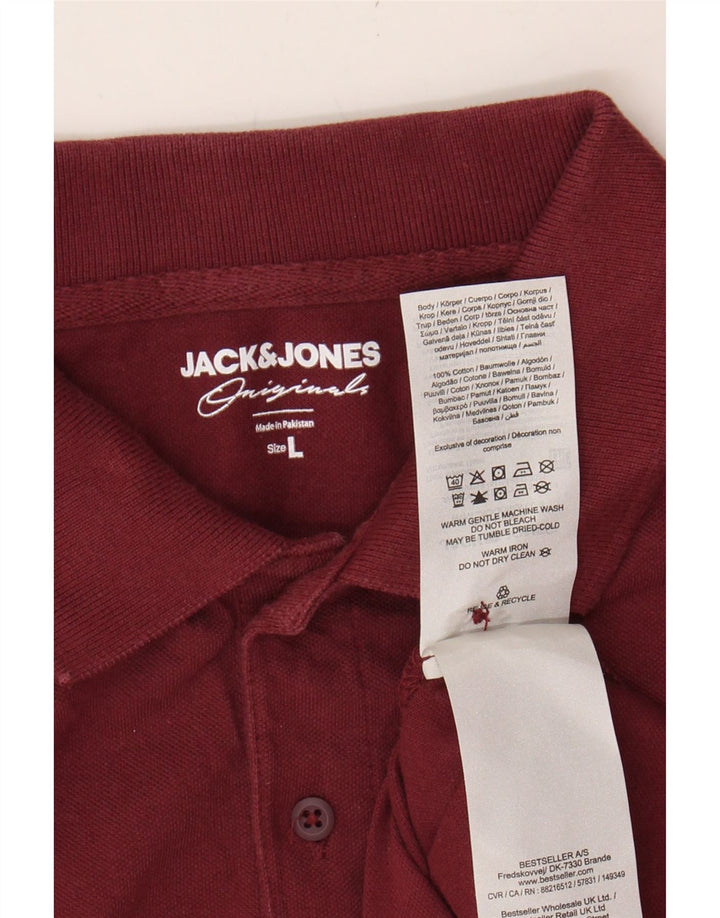 JACK & JONES Mens Polo Shirt Large Burgundy Cotton Vintage Jack & Jones and Second-Hand Jack & Jones from Messina Hembry 