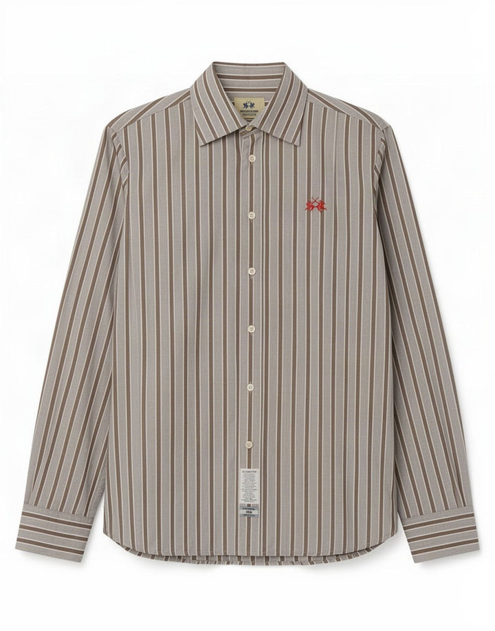 Camicia Uomo La Martina Cotone Rigato Blu Medio