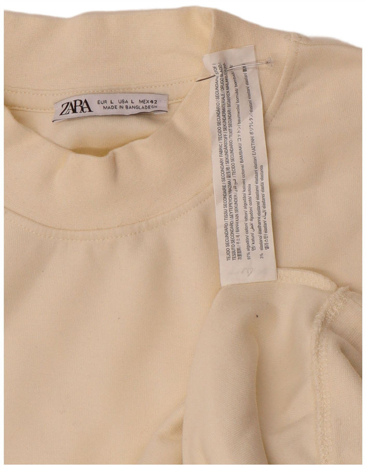 Zara Uomo Felpa Maglione Grande Cotone Bianco Sporco
