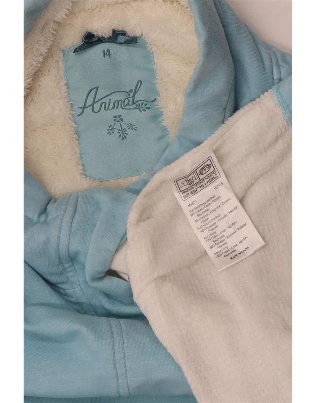 Felpa con collo a bottone da donna Animal UK 14 grande cotone blu