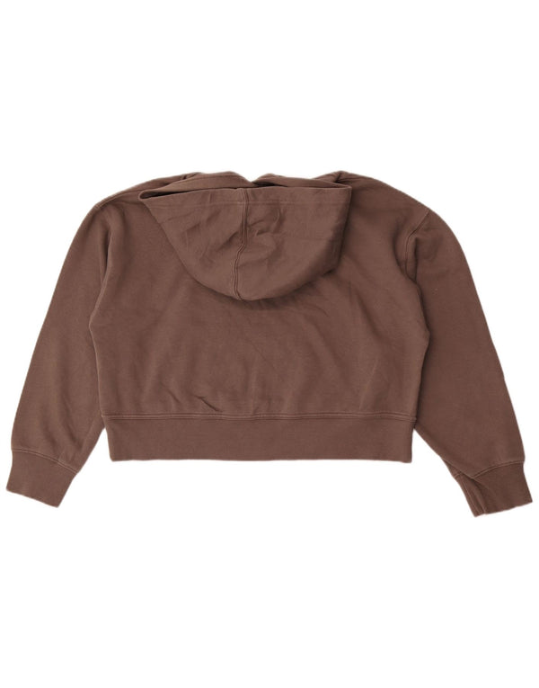 Maglione corto con cappuccio oversize da donna Zara UK 14 Cotone marrone medio