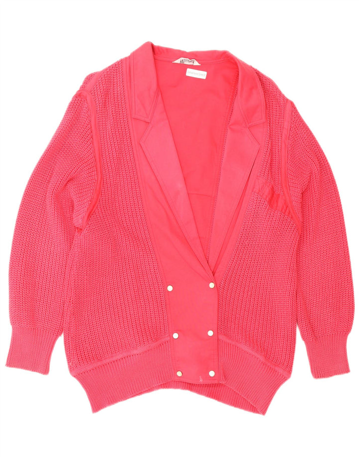 Maglione cardigan doppiopetto vintage da donna IT 42 rosa medio