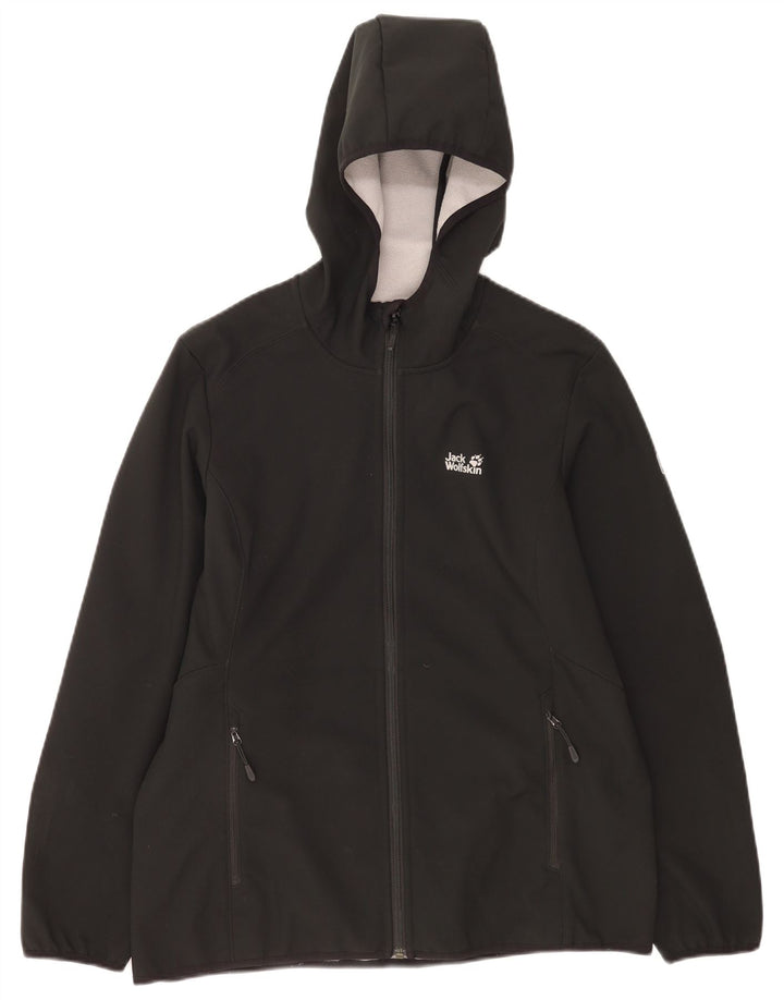 Giacca a vento con cappuccio da donna Jack Wolfskin UK 14/16 grande nera