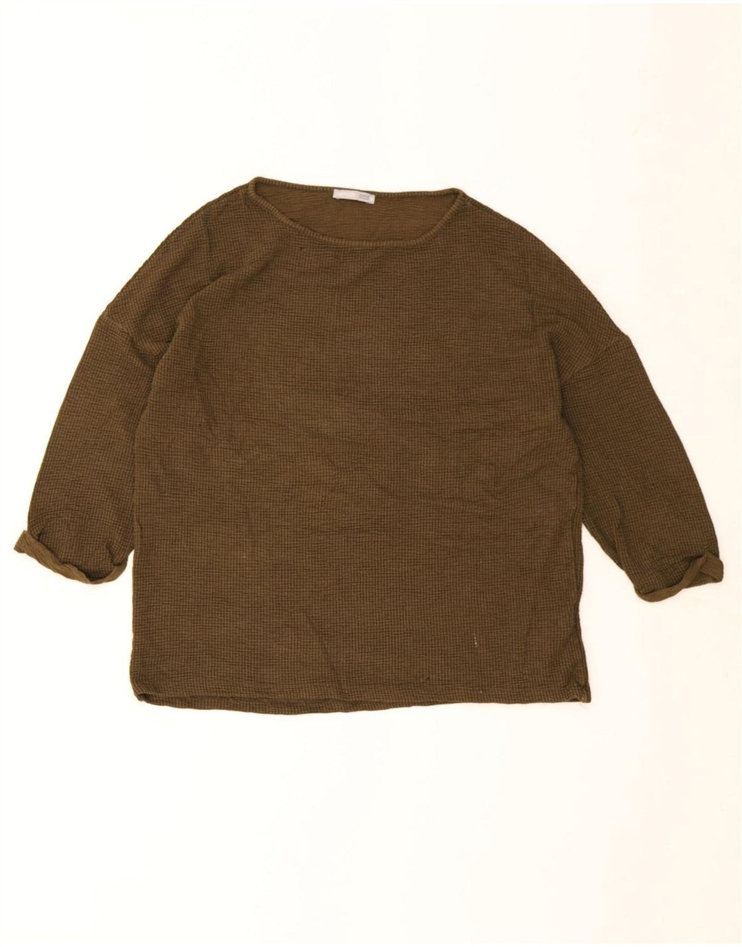 Top Zara da donna oversize con maniche a 3/4 UK 10 piccolo in viscosa marrone