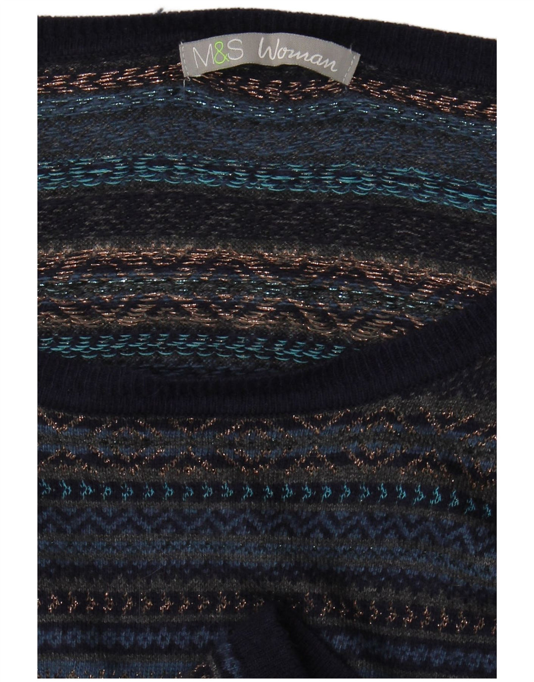 Abito maglione da donna Marks & Spencer UK 14 Medio Blu navy Fair Isle