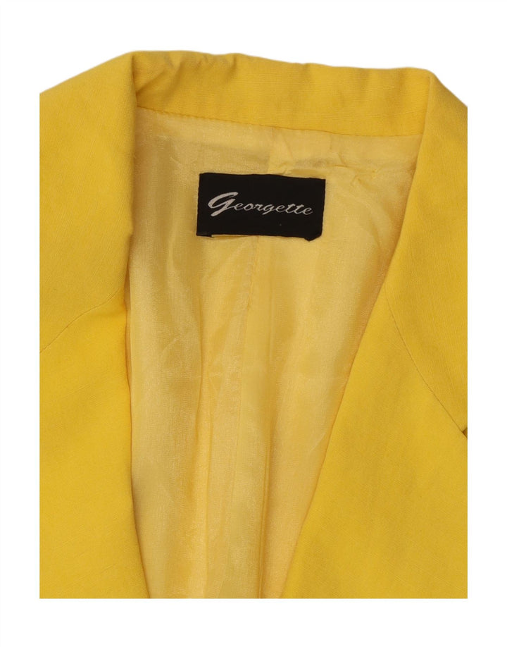 Giacca blazer da donna a maniche corte a 2 bottoni VINTAGE UK 12 giallo medio