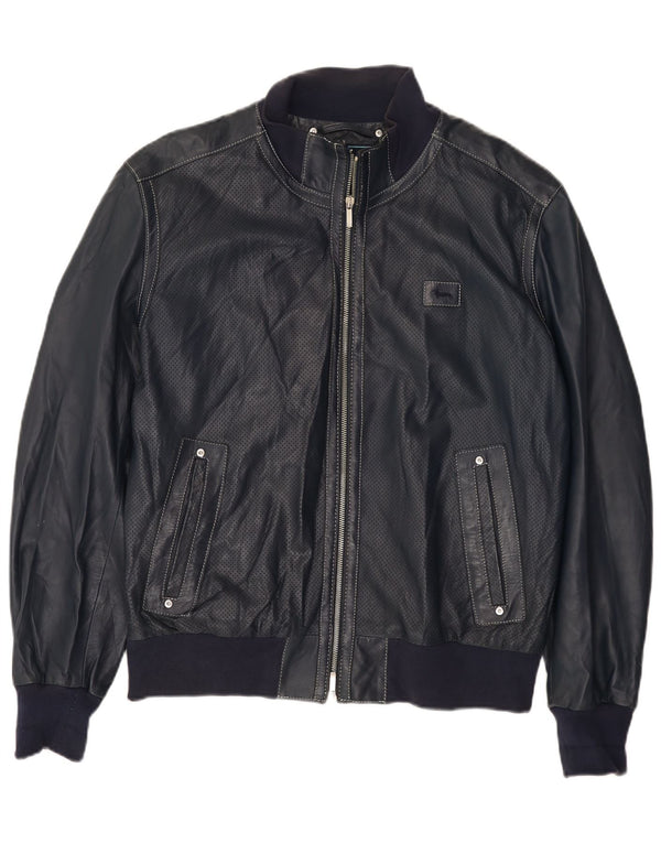 Giacca in pelle da uomo Harmont & Blaine UK 40 Large in pelle blu navy