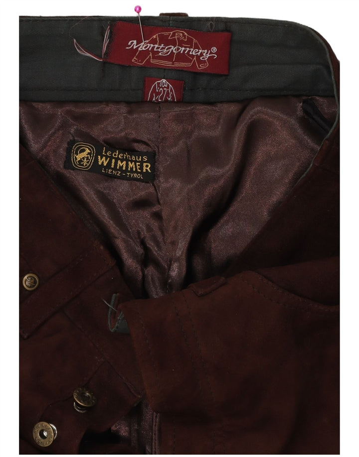 Pantaloni dritti da donna in pelle scamosciata MONTGOMERY W27 L29 in pelle marrone