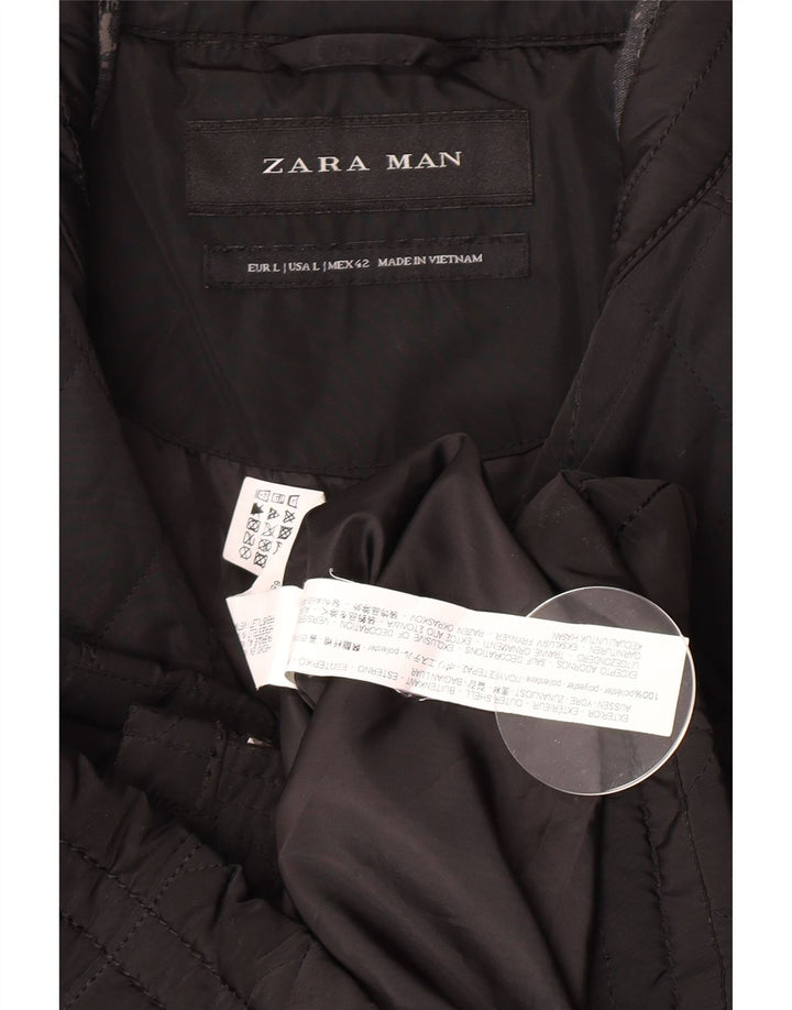 Giacca trapuntata da uomo Zara UK 40 grande poliestere nero