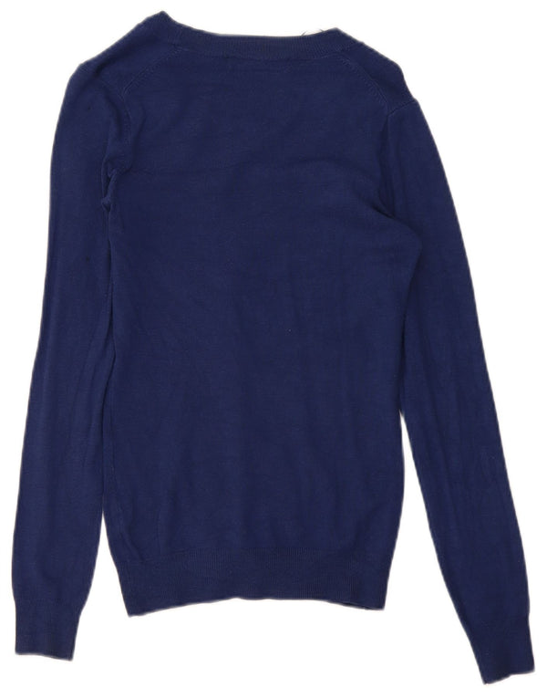 Maglione cardigan da donna Zara UK 8 piccolo in viscosa blu navy
