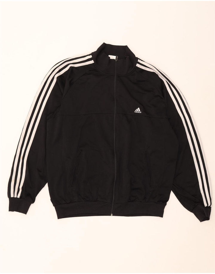 Giacca da ginnastica da uomo Adidas Large nera in poliestere