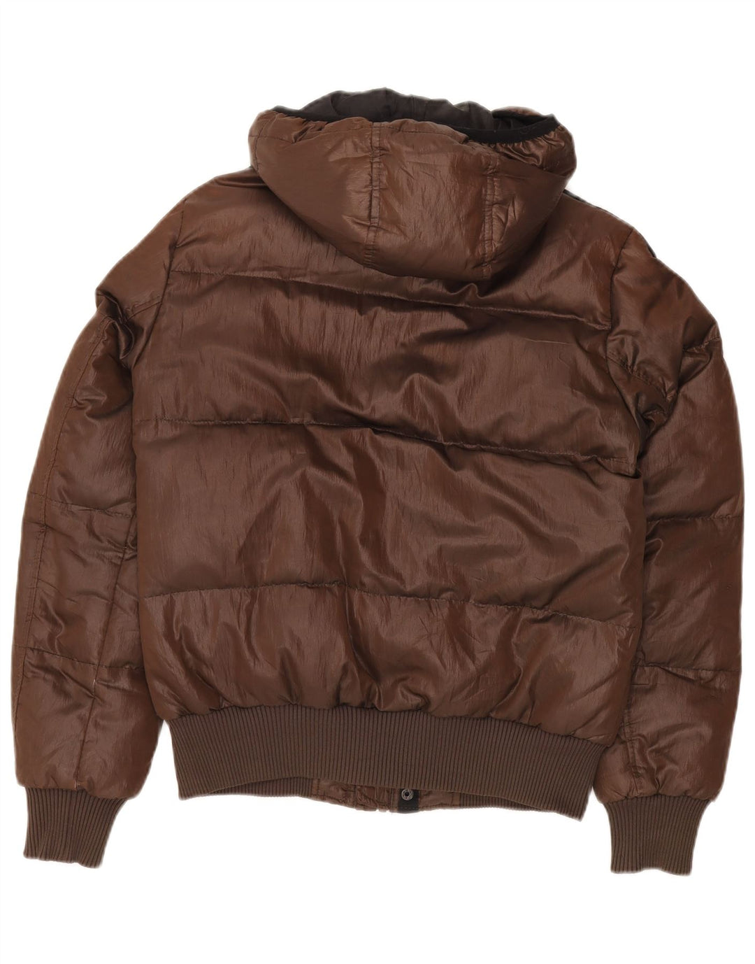 Giacca imbottita bomber con cappuccio da uomo Gas UK 36 piccola poliestere marrone