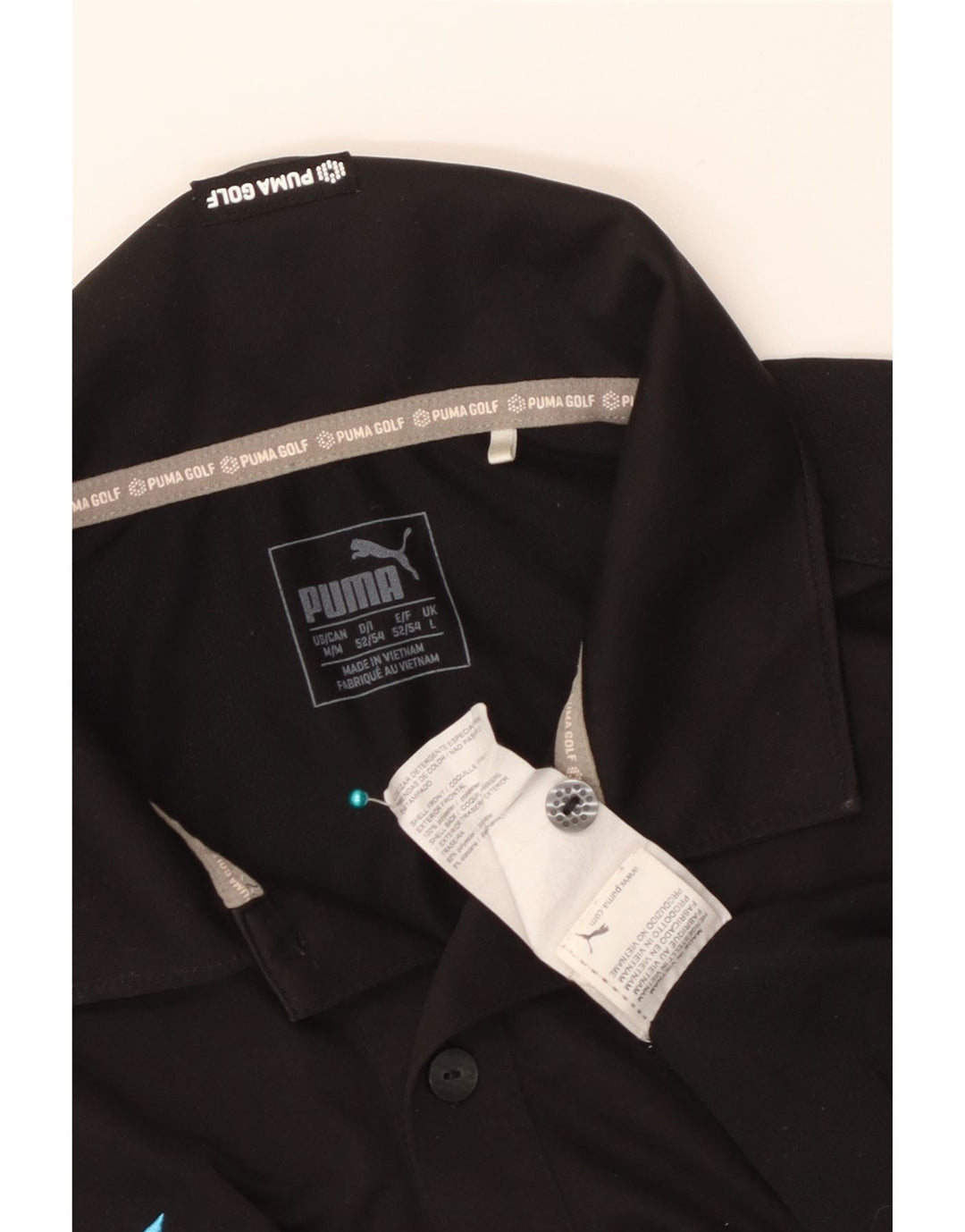 Polo da golf da uomo Puma Large nera in poliestere