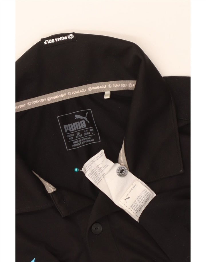 Polo da golf da uomo Puma Large nera in poliestere