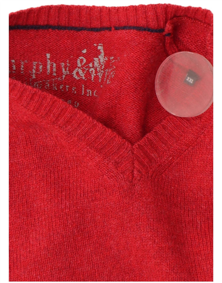 Maglione da uomo con scollo a V Murphy & Nye 2XL lana rossa