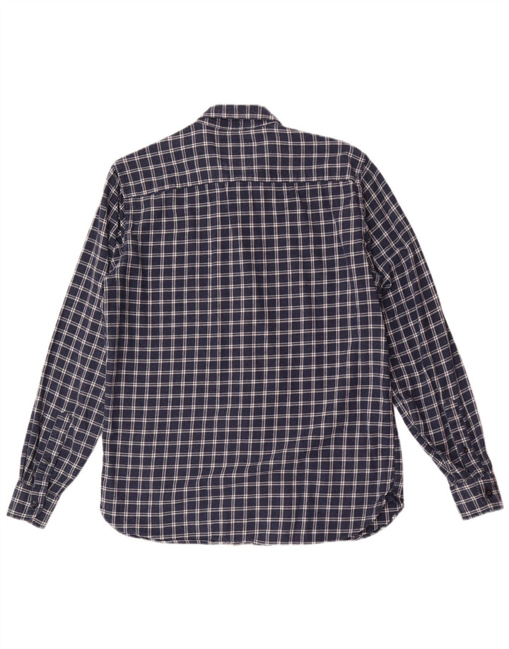 Crew Clothing Camicia da uomo slim fit in flanella, cotone medio a quadri blu navy