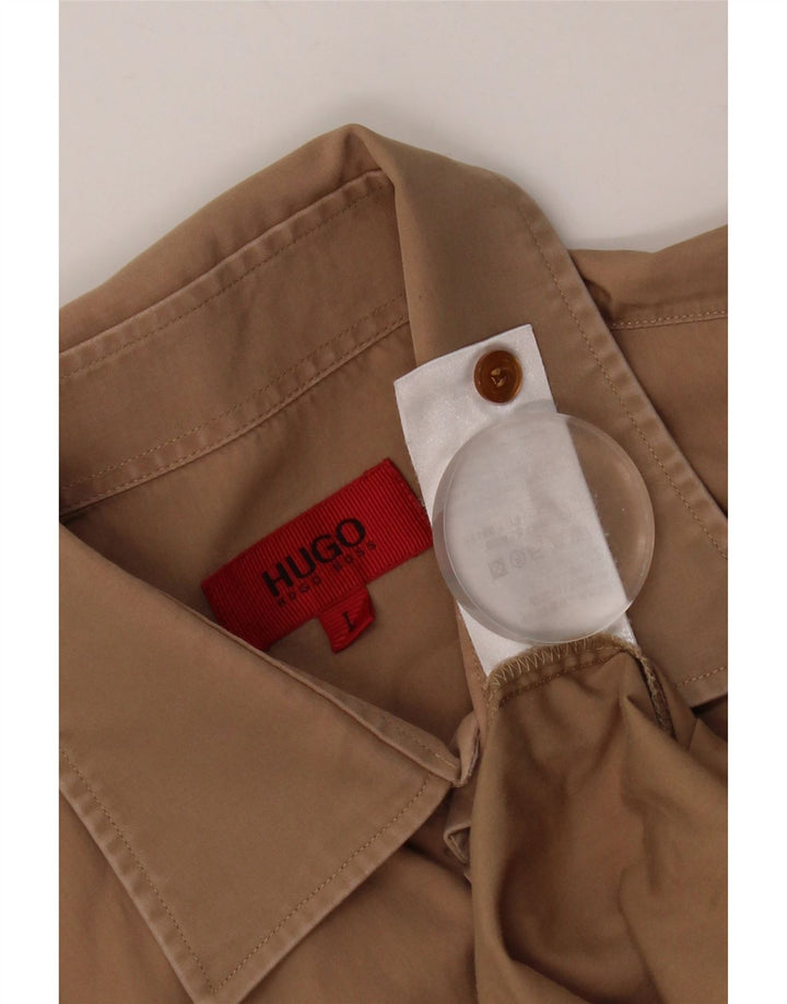 Camicia da uomo Hugo Boss Large in cotone marrone