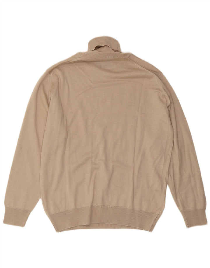 Maglione vintage da uomo con collo alto in lana beige medio
