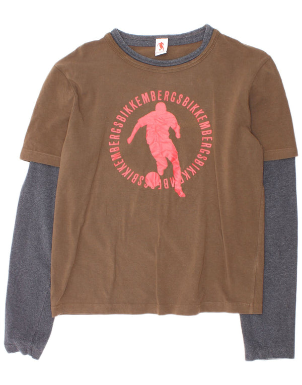 Bikkembergs Top grafico da bambino a maniche lunghe 13-14 anni piccolo marrone