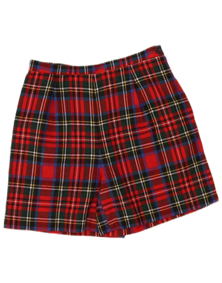 Pantaloncini casual vintage da donna W26 piccoli quadri rossi