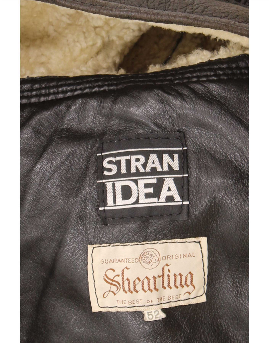 Giubbotto shearling vintage da uomo IT 52 XL in pelle marrone