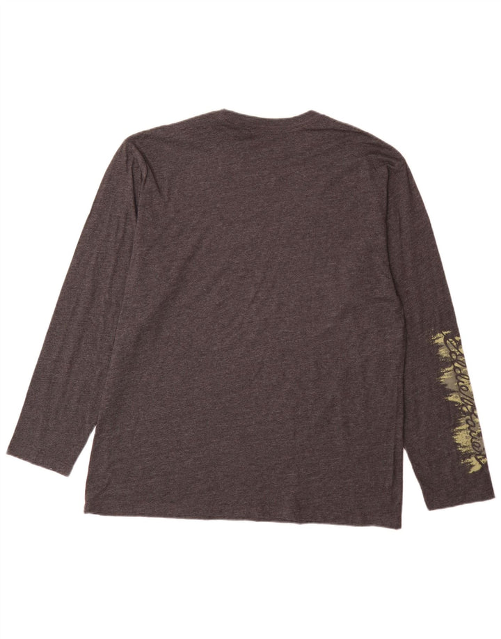 Eddie Bauer Maglietta grafica da uomo a maniche lunghe in cotone chiazzato grigio grande