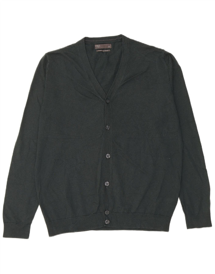 Maglione cardigan da uomo Marks & Spencer grande lana merino verde