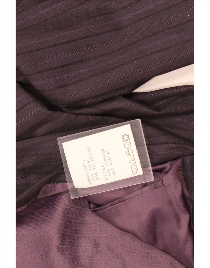 Giacca blazer doppiopetto vintage da donna UK 14 a righe viola medie