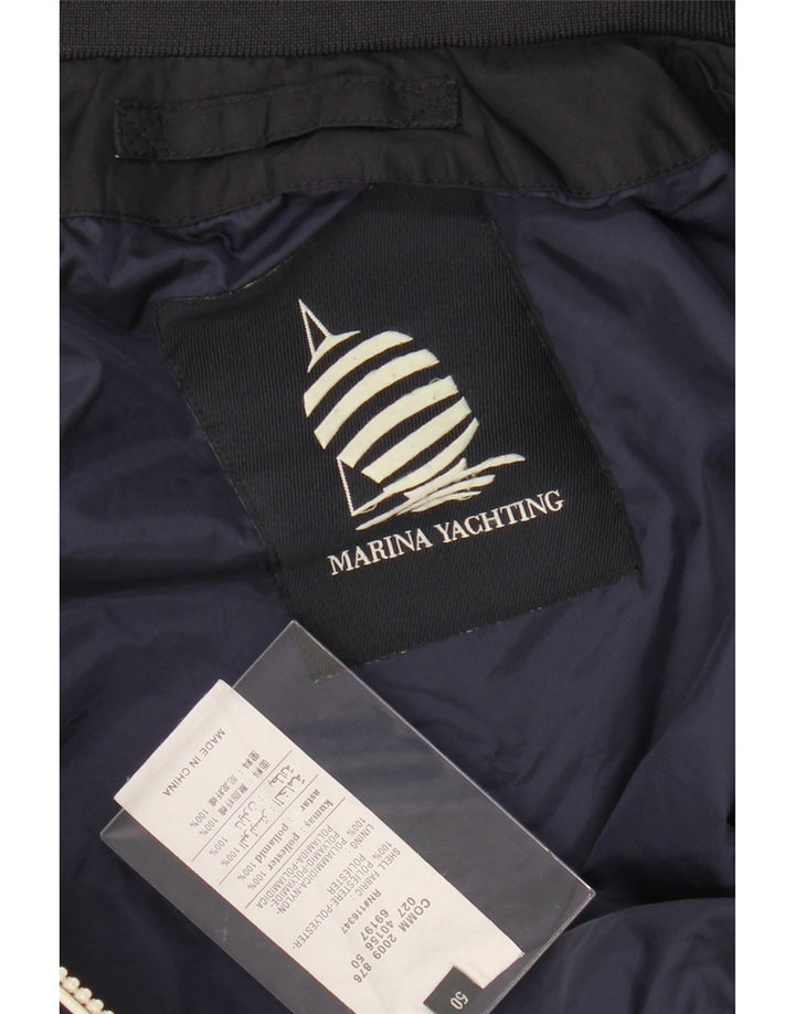 MARINA YACHTING Mens Bomber Jacket IT 50 Large Navy Blue Polyester Vintage Marina Yachting and Second-Hand Marina Yachting from Messina Hembry 