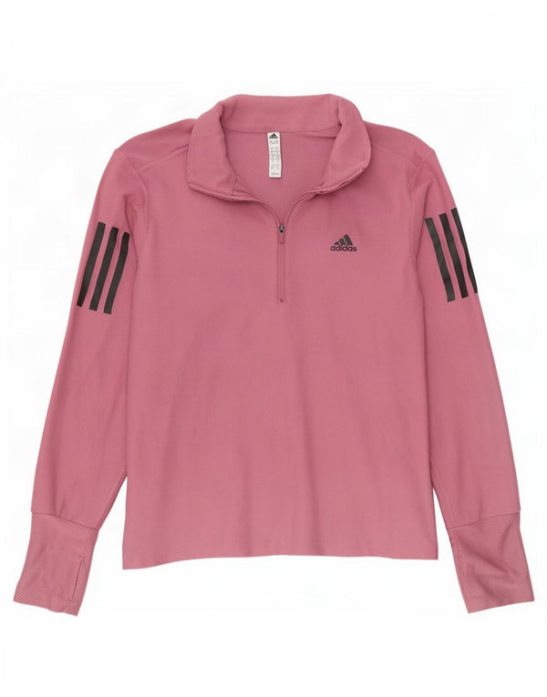 Top della tuta da ginnastica Adidas Aeroready con zip e collo da donna UK 4/6 XS Rosa