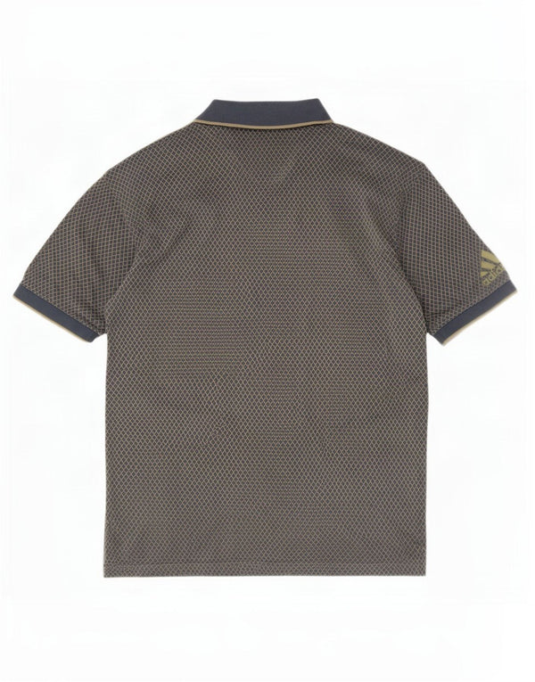 Polo Adidas da uomo grande in cotone grigio a rombi/diamante