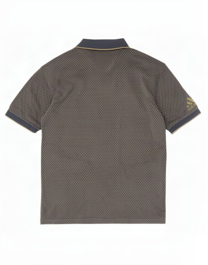 Polo Adidas da uomo grande in cotone grigio a rombi/diamante