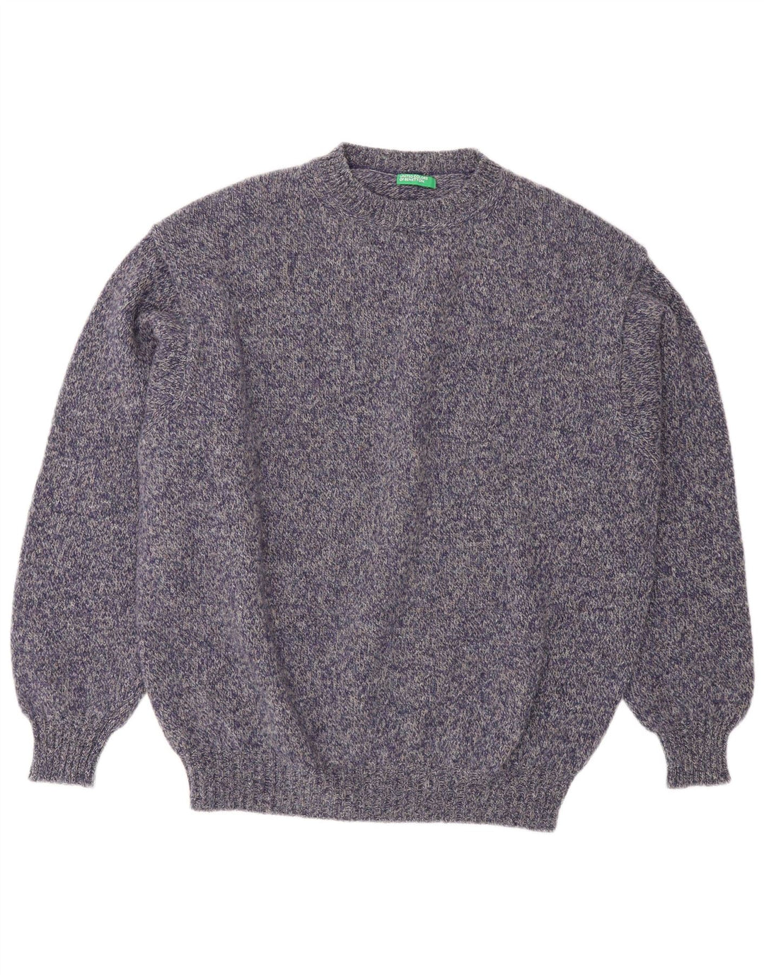 Maglione maglione girocollo da uomo Benetton grande viola screziato