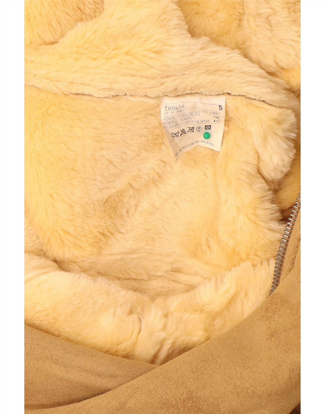 Cappotto Sherpa da donna BENETTON UK 10 Small Beige Modacrile