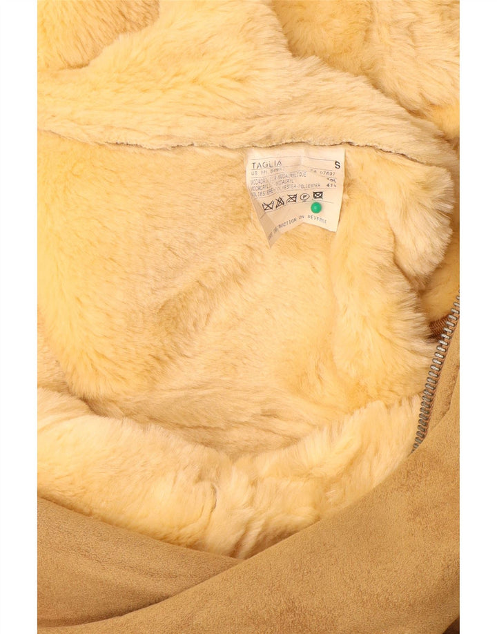 Cappotto Sherpa da donna BENETTON UK 10 Small Beige Modacrile