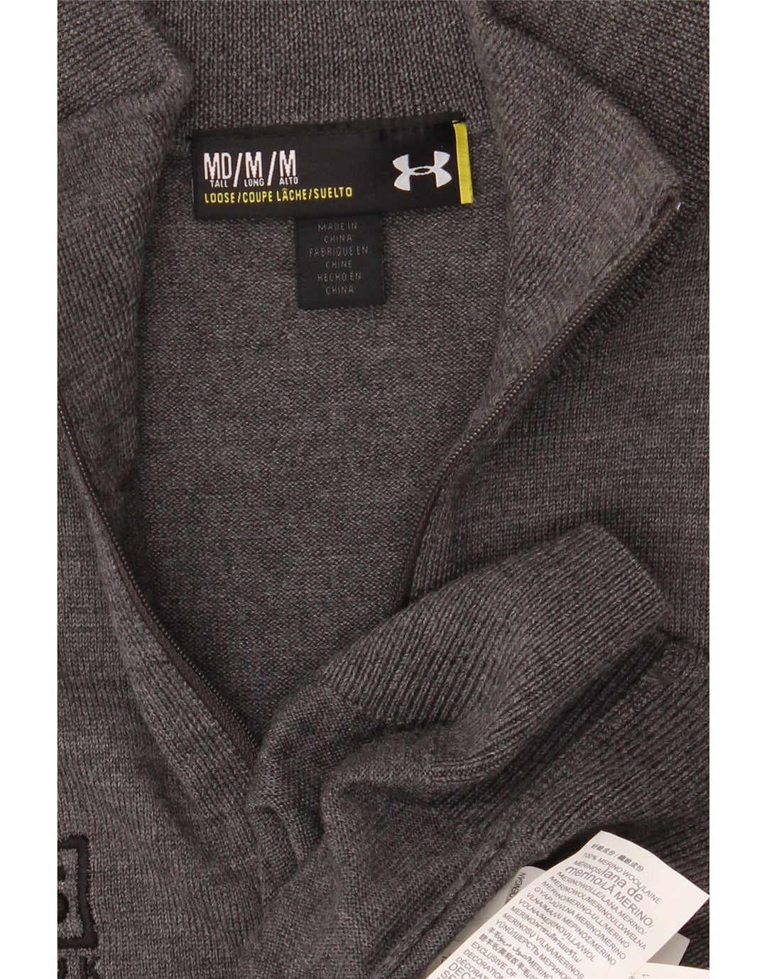 UNDER ARMOUR Maglione da uomo con collo alto e grafica con zip grigio medio