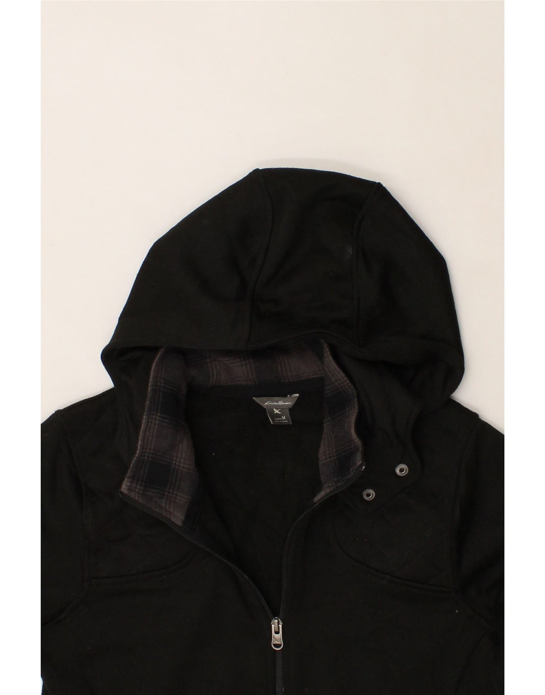 EDDIE BAUER Womens Hooded Bomber Jacket UK 14 Medium Black Cotton Vintage Eddie Bauer and Second-Hand Eddie Bauer from Messina Hembry 